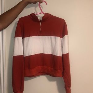 Long sleeve red & white with silver zipper!!